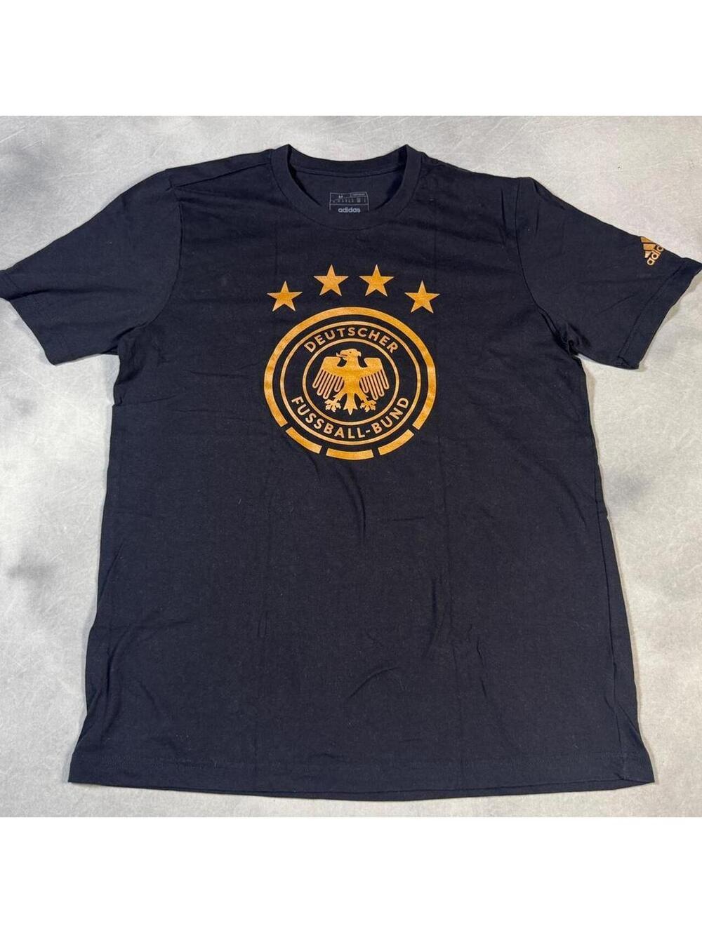 Adidas Germany DFB Soccer T Shirt Men’s Medium Black Gold Die Mannschaft